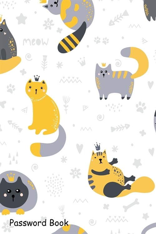 Password Book: Include Alphabetical Index With Cute Scandinavian Style Cats Meow (Paperback)