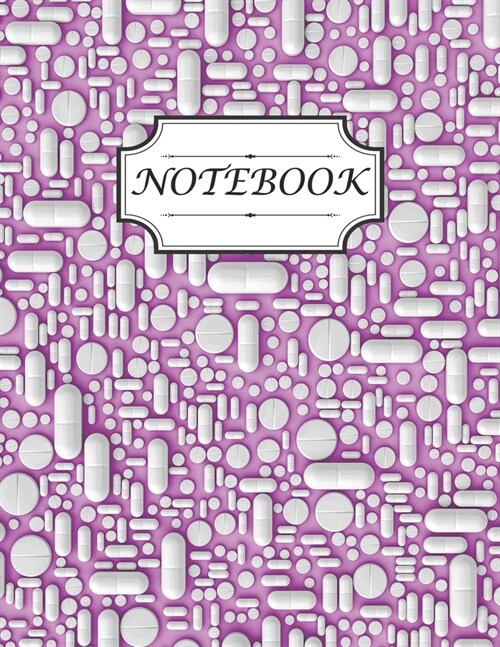 Notebook: Design with many beautiful pills scattered on a coloured background evenly at different angles suitable for writing jo (Paperback)