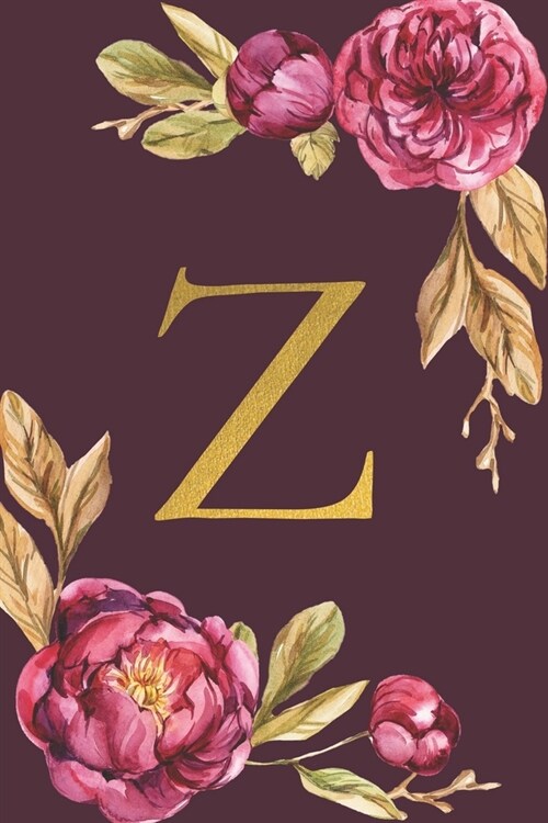 Z: Personalized Initial Monogram Blank Lined Notebook Journal Printed Peony flowers, for Women and Girls 6x9 inch. Christ (Paperback)