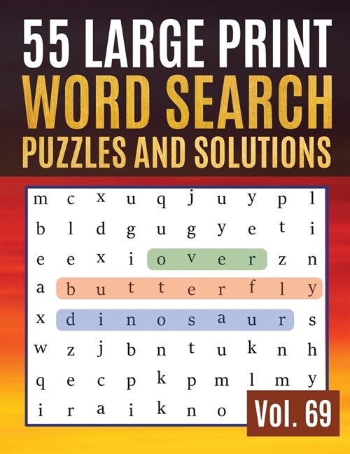 55 Large Print Word Search Puzzles and Solutions: Activity Book for Adults and kids Word Game Easy Quiz Books for Beginners (Paperback)