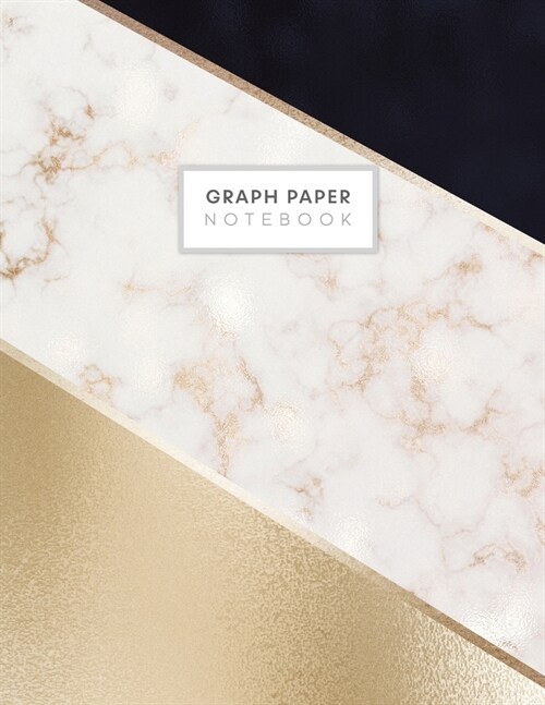 Graph Paper Notebook: Blank Math Composition Book Quad Ruled 4 x 4 (.25) Graphing Paper Beige Gold Black Marble (Paperback)