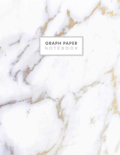 Graph Paper Notebook: Blank Math Composition Book Quad Ruled 4 x 4 (.25) Graphing Paper White Gold Marble (Paperback)