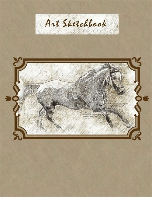 Leonardo da Vinci Sketchbook: Study of Horse inspired sketch cover for kids and Adults - sketch book for drawing Artists in 8.5x11 100 blank pages (Paperback)