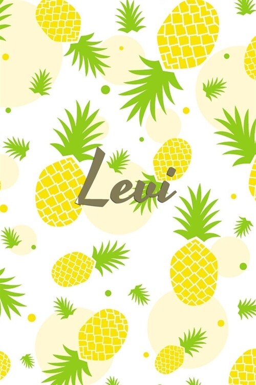 Levi: Personalized Pineapple fruit themed Dotted Grid Notebook Bullet Grid Journal teacher gift teacher Appreciation Day Gif (Paperback)