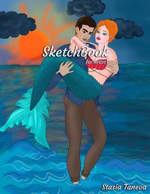Sketchbook for Artist: Sketchbook for art with a mermaid. Notebook, Journal blank for Girls, Adults, Women or Kids. Big sketch book 120 pages (Paperback)