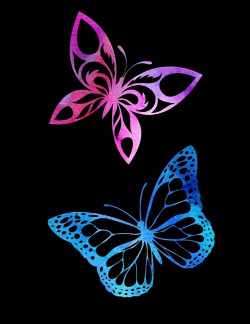 Cornell Notes Notebook: Pink/Blue Butterflies - Large 8.5x11 - 140 Page - Cornell Note Taking System for Students - College-Ruled - Softboun (Paperback)