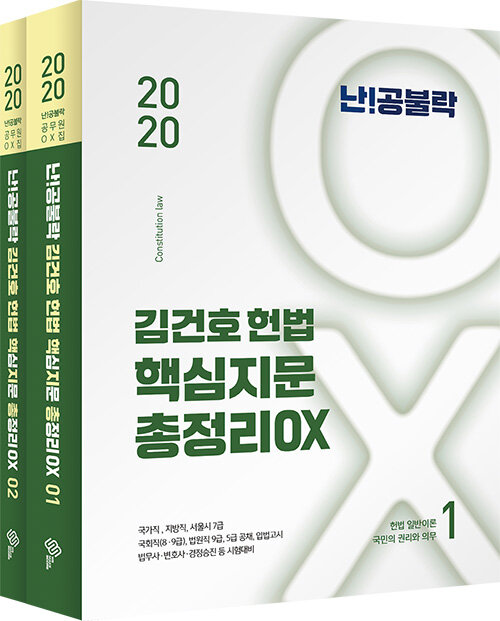 [중고] 2020 난공불락 김건호 헌법 핵심지문 총정리 OX - 전2권