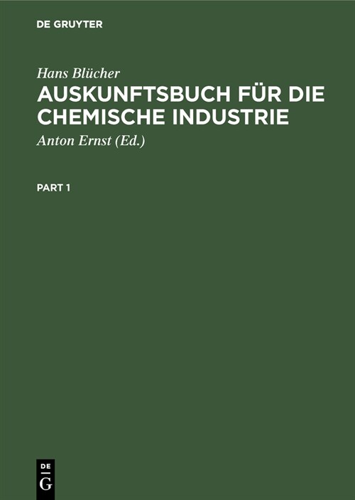 Auskunftsbuch f? die chemische Industrie (Hardcover, 18, 18. Aufl)