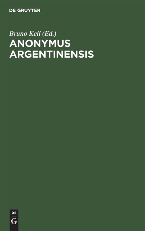 Anonymus Argentinensis (Hardcover, Reprint 2019)