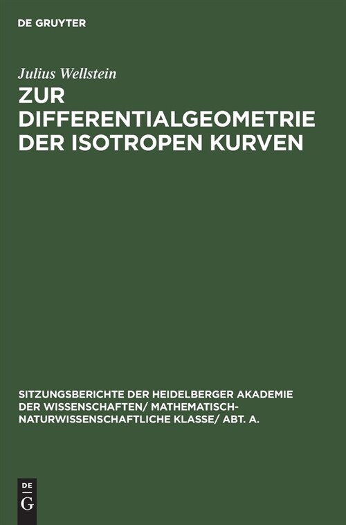 Zur Differentialgeometrie der isotropen Kurven (Hardcover, Reprint 2019)