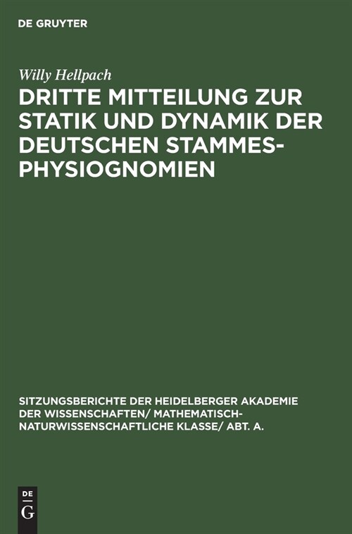 Dritte Mitteilung zur Statik und Dynamik der deutschen Stammesphysiognomien (Hardcover, Reprint 2019)