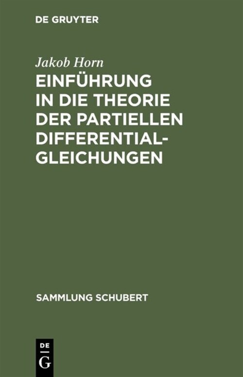 Einf?rung in die Theorie der partiellen Differentialgleichungen (Hardcover, Reprint 2016)