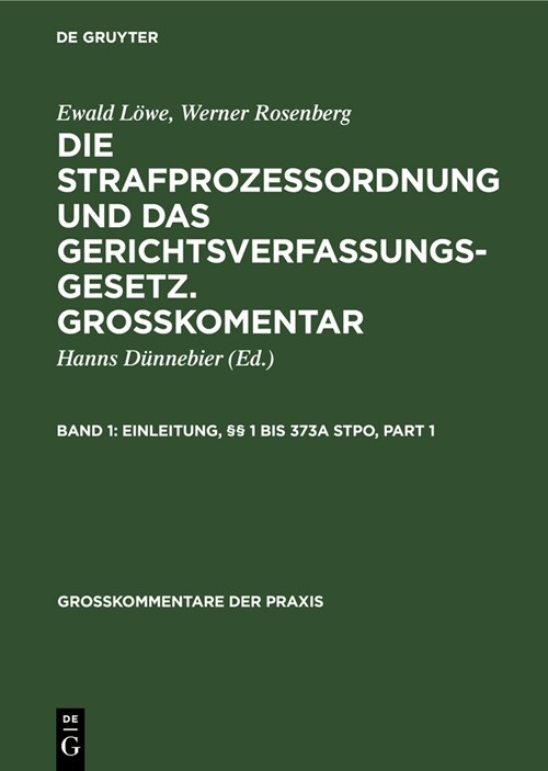 Einleitung, ㎣ 1 bis 373a StPO (Hardcover, 21, 21., Neu Bearb.)