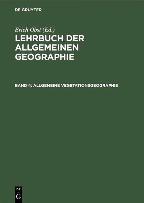 Allgemeine Vegetationsgeographie (Hardcover, 2, 2., Verb. Aufl.)