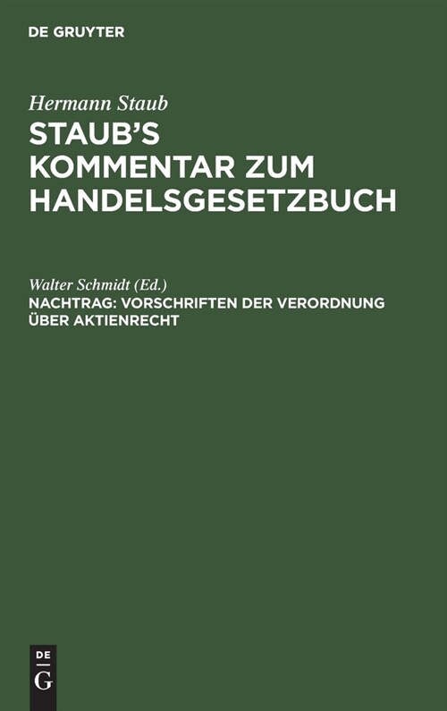 Vorschriften Der Verordnung ?er Aktienrecht: Vom 19. Sept. 1931 (Hardcover, 12, 12. Aufl)