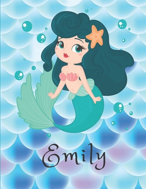 Emily: Personalized Mermaids Sketchbook For Girls With Pink Name - Girls Customized Personal - Personalized Unicorn sketchboo (Paperback)