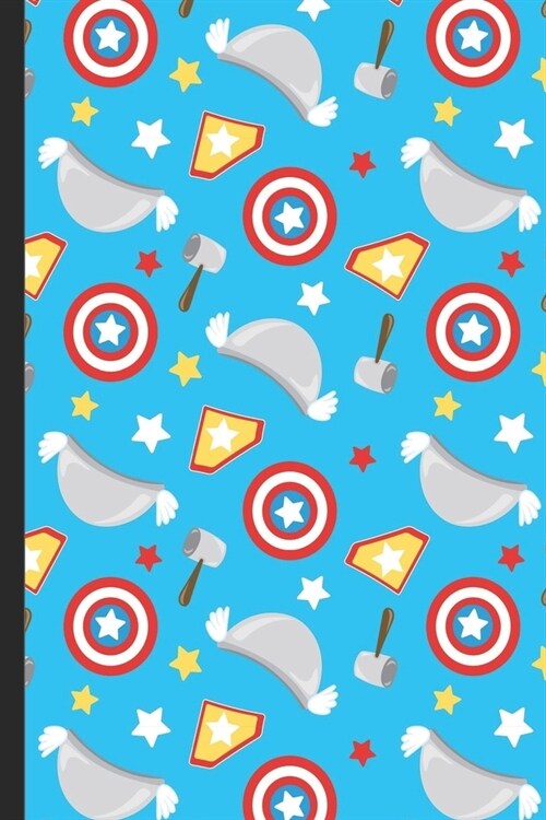 Notebook Journal: Captain Shield with America Colors and Super Hero Hats and Stars Cover Design. Perfect Gift for Boys Girls and Adults (Paperback)