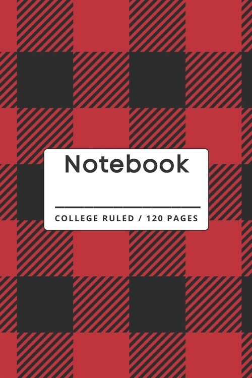 Notebook: Black and Red Buffalo Plaid Pattern Lined Notebook. (Paperback)