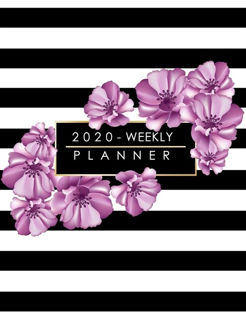 2020 Weekly And Monthly Planner: Weekly And Monthly Planner Flowers Purple Golden Calendar Agenda January 2020 to December 2021 Schedule Organizer Wit (Paperback)
