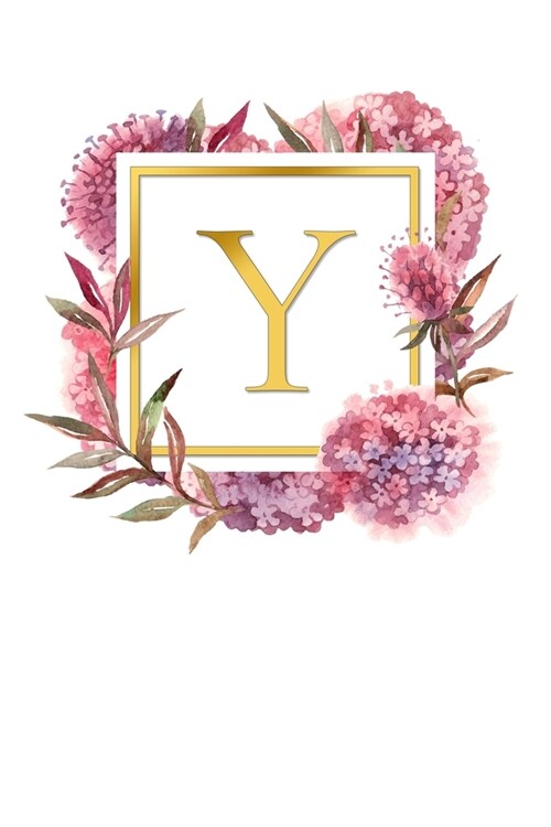 Y: Pretty Watercolor / Gold - Super Cute Monogram Initial Letter Notebook - Personalized Lined Journal / Diary - Perfect (Paperback)