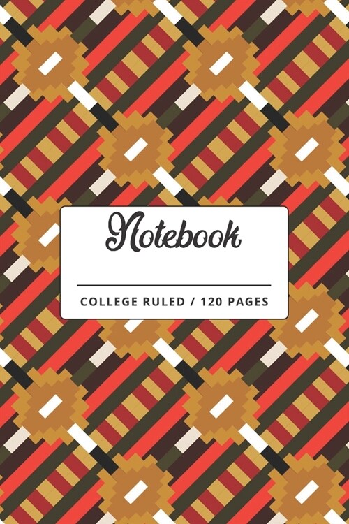 Notebook: Brightly Colored Geometric Tribal Pattern Lined Paperback Notebook. (Paperback)