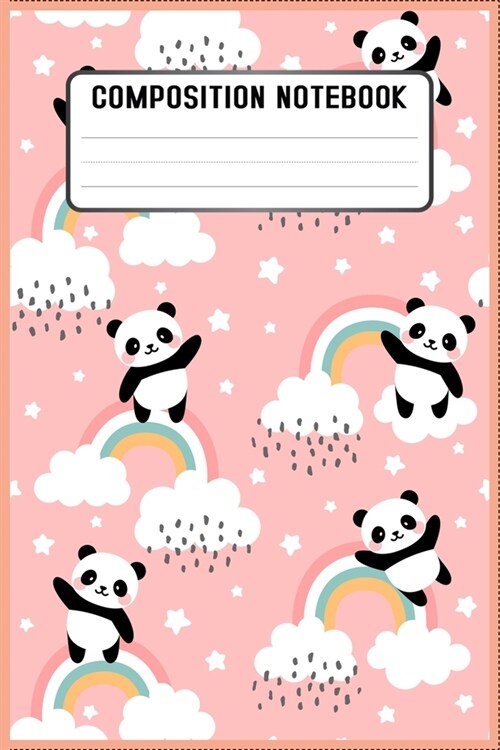 Composition Notebook: panda Pattern Pretty Wide Ruled Animal School Going Student Note Book - Cute Black & White Exercise Book and Journal F (Paperback)