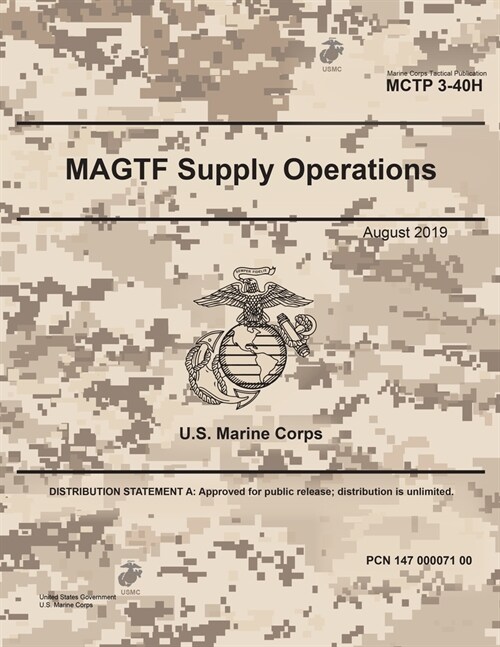 Marine Corp Tactical Publication MCTP 3-40H MAGTF Supply Operations August 2019 (Paperback)