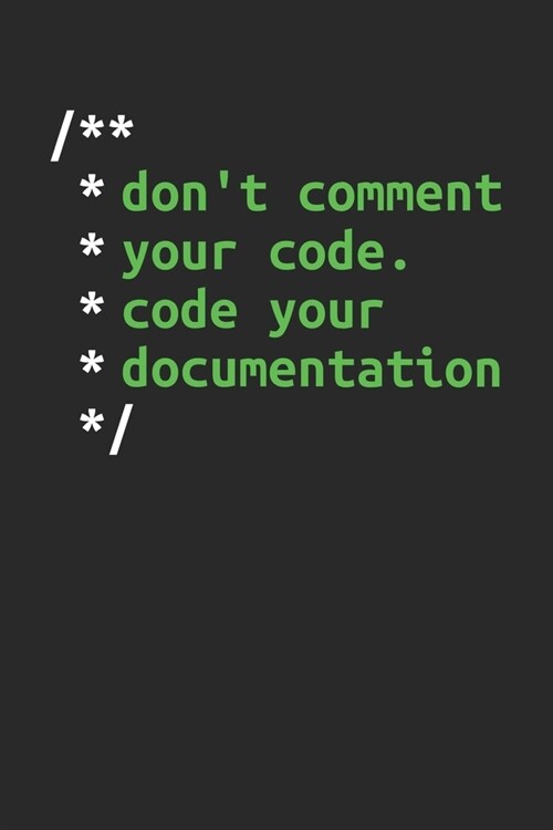 Dont Comment Your Code. Code Your Documentation: Dotgrid Coding Notebook for Apps and Software Developers, Programmers, Coding Nerds and Developer Ge (Paperback)