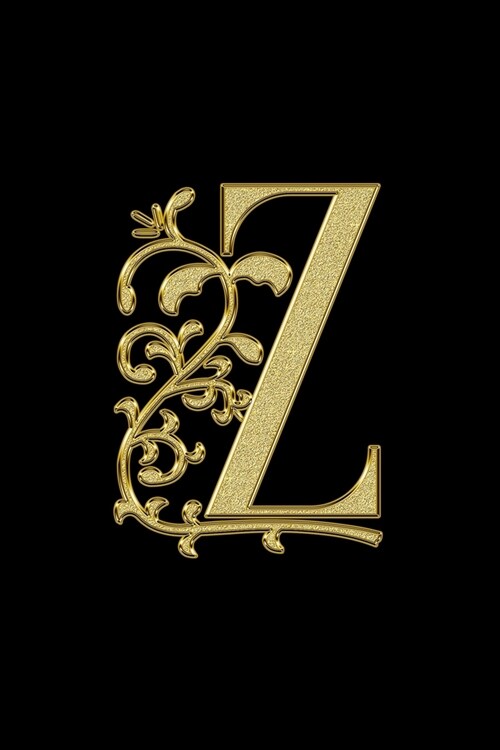 Z: Letter Z Confetti Initial Monogram Notebook - Pretty black & Gold Confetti Glitter Monogrammed Alphabet Composition Bl (Paperback)