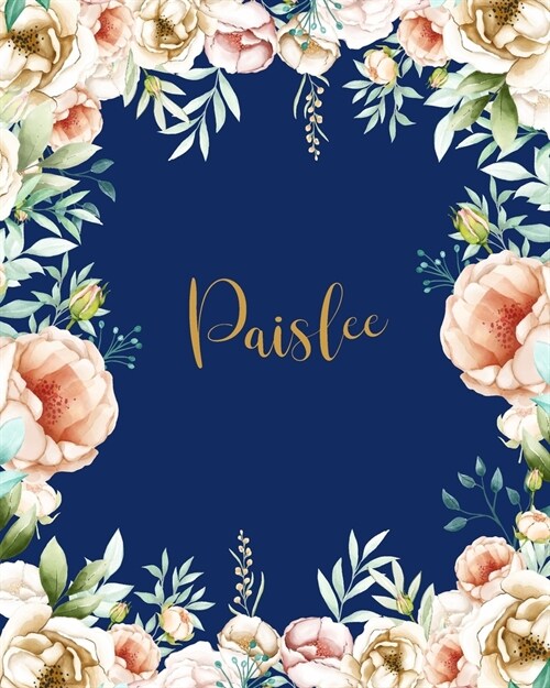 Paislee Dotted Journal: Customized Name Dotted Grid Bullet Notes Book with Initial Creative Journaling Pretty Gold Floral Blue Cover School Su (Paperback)