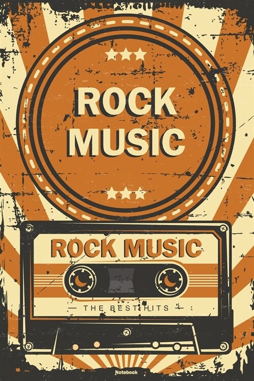 Rock Music Notebook: Retro Vintage Rock Music Cassette Journal 6 x 9 inch 120 lined pages gift (Paperback)