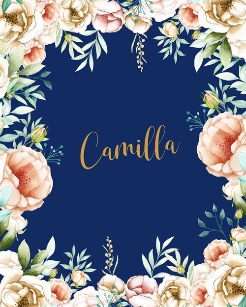 Camilla Dotted Journal: Personalized Notebook Creative Journaling Custom Name Dotted Bujo Notes Writing Journal Pretty Blue Watercolor Flowers (Paperback)