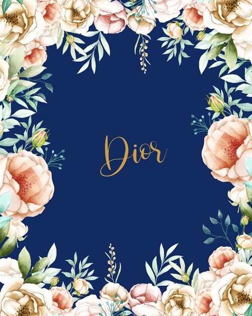 Dior Dotted Journal: Dairy Travelers Bank Notes Paper Personalized Notebook Custom Name Dotted Bullet Pocket School Supplies Gift For Women (Paperback)