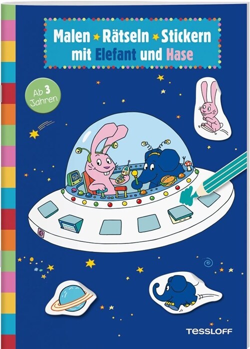 Malen - Ratseln - Stickern mit Elefant und Hase (Pamphlet)