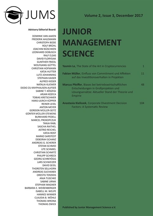 Junior Management Science, Volume 2, Issue 3, December 2017 (Paperback)