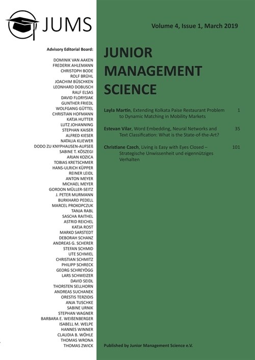 Junior Management Science, Volume 4, Issue 1, March 2019 (Paperback)