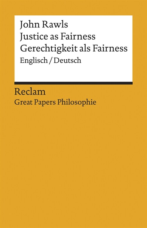 Justice as Fairness / Gerechtigkeit als Fairness (Paperback)