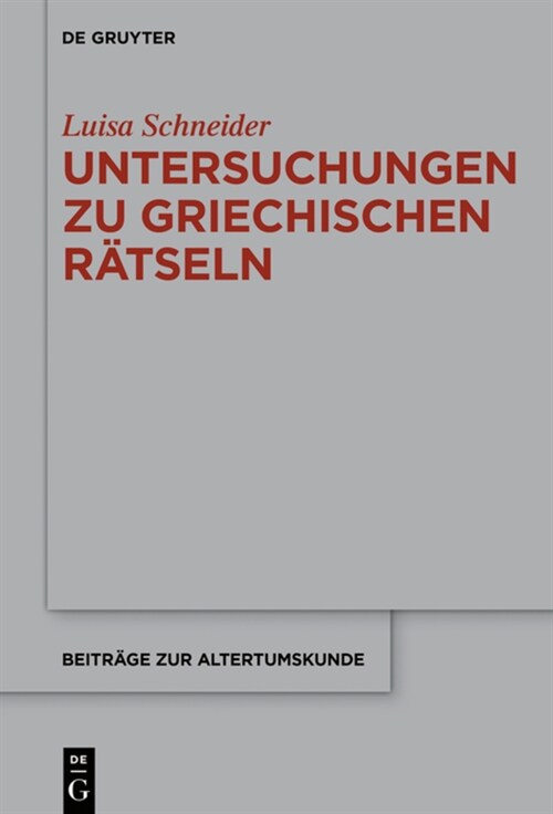 Untersuchungen Zu Antiken Griechischen R?seln (Hardcover)