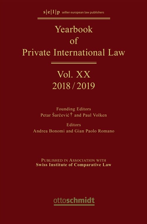 Yearbook of Private International Law Vol. XX - 2018/2019 (Hardcover)