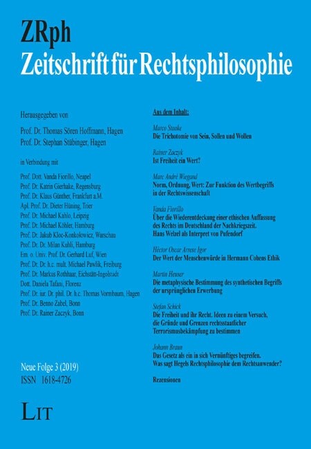 Zeitschrift fur Rechtsphilosophie (Paperback)