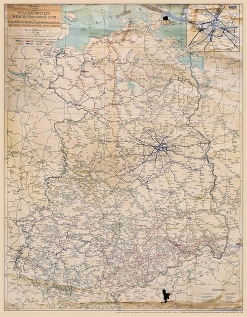 UBERSICHTSKARTE Deutsche Reichsbahn (DR) im Marz 1946 - Eisenbahnnetz der SOWJETISCHEN BESATZUNGSZONE Deutschlands - gerollt (Sheet Map)