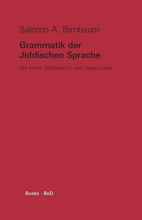 Grammatik der Jiddischen Sprache (Paperback)