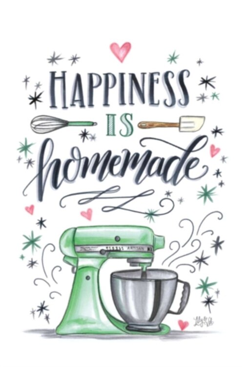 HAPPINESS IS homemade: Dot Grid Journal, 110 Pages, 6X9 inches, Inspirational Quote lettered on White matte cover, dotted notebook, bullet jo (Paperback)
