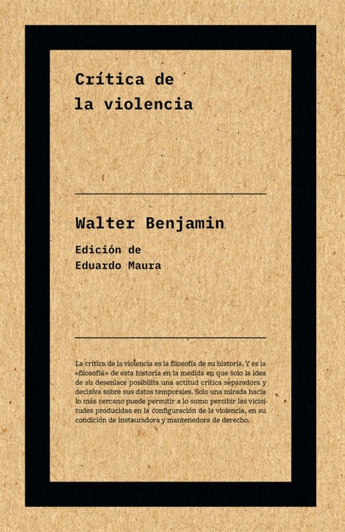CRITICA DE LA VIOLENCIA (Paperback)