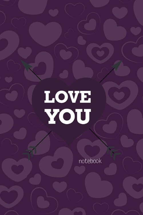 Love You Notebook, Blank Write-in Journal, Dotted Lines, Wide Ruled, Medium (A5) 6 x 9 In (Purple) (Paperback)