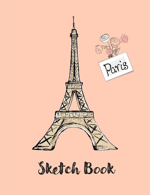 Sketch Book: Paris Themed Background (Pink) (Paperback)