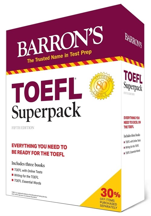 TOEFL Superpack: 3 Books + Practice Tests + Audio Online (Paperback, 5)