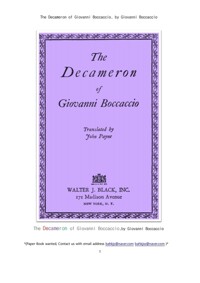 복카치오의 데카메론 (The Decameron of Giovanni Boccaccio, by Giovanni Boccaccio) 커버