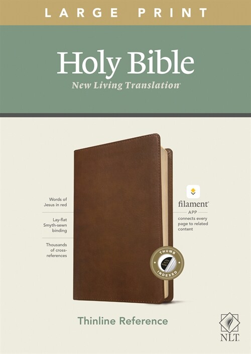 NLT Large Print Thinline Reference Bible, Filament Enabled Edition (Red Letter, Leatherlike, Rustic Brown, Indexed) (Imitation Leather)