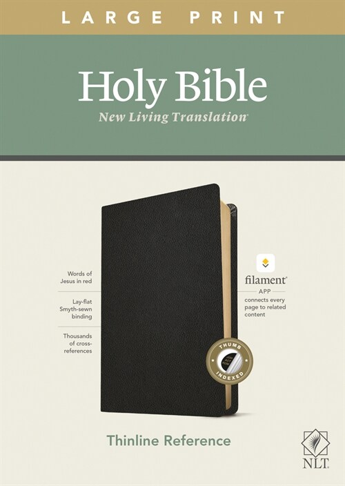 NLT Large Print Thinline Reference Bible, Filament Enabled Edition (Red Letter, Genuine Leather, Black, Indexed) (Leather)